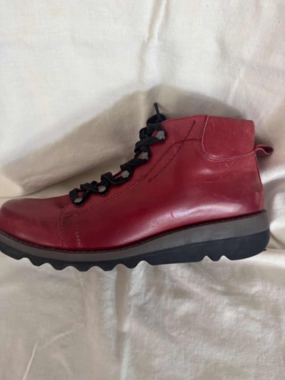 JOSE SEIBEL LINA 09 WOMEN'S HERITAGE RED LEATHER LACE-UP ANKLE BOOT - SIZE 40 - Picture 4 of 6